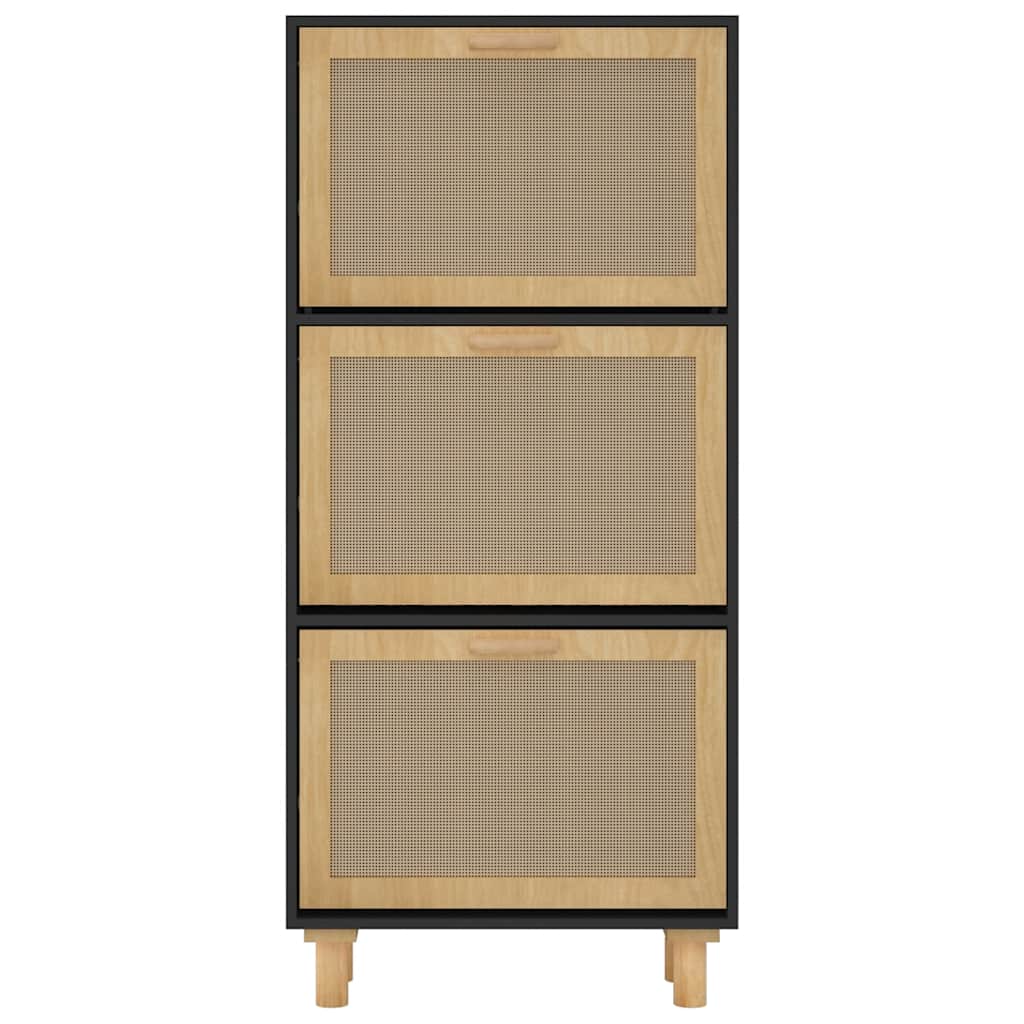 skoskab 52x25x115 cm konstrueret træ og naturlig rattan