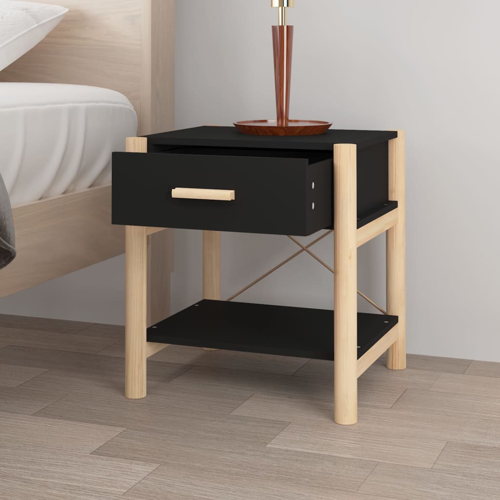 sengeborde 2 stk. 42x38x45 cm konstrueret træ sort