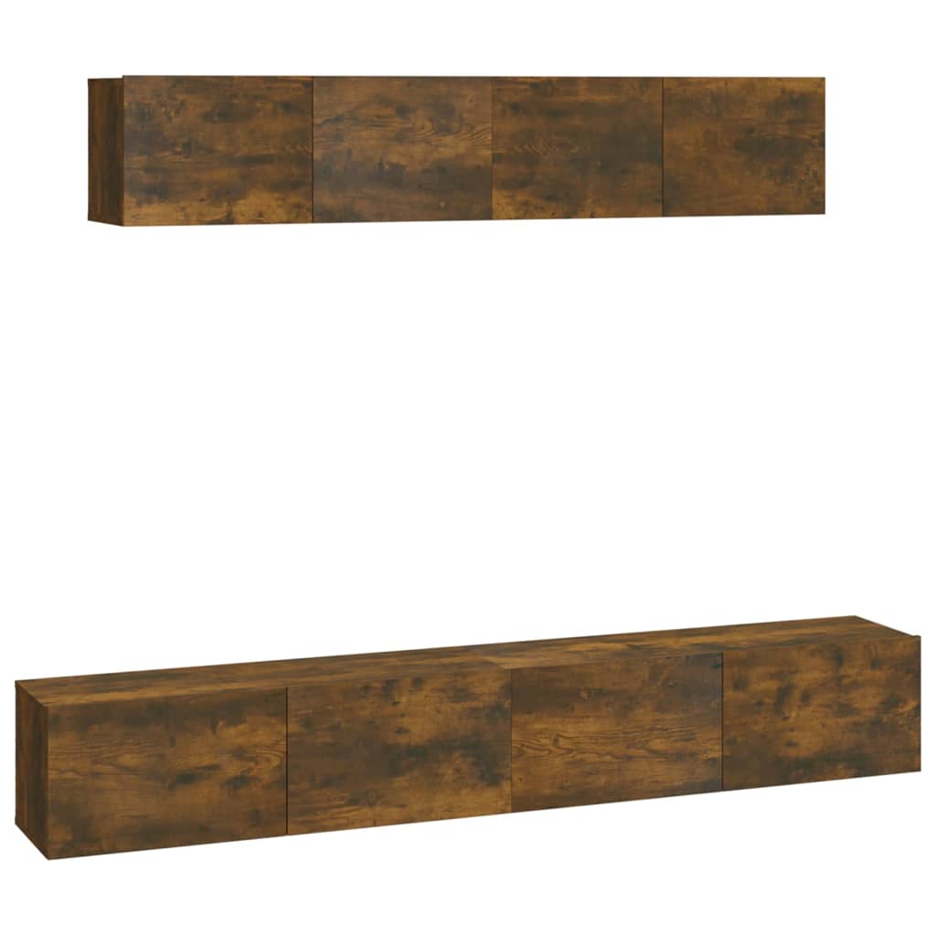 tv-skabe 4 stk. konstrueret træ røget egetræsfarve