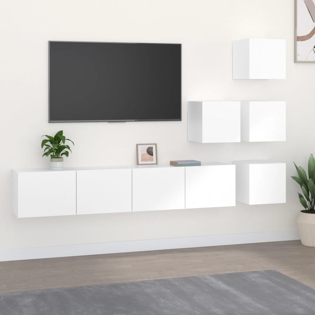 væghængt tv-bord 37x37x72 cm konstrueret træ hvid