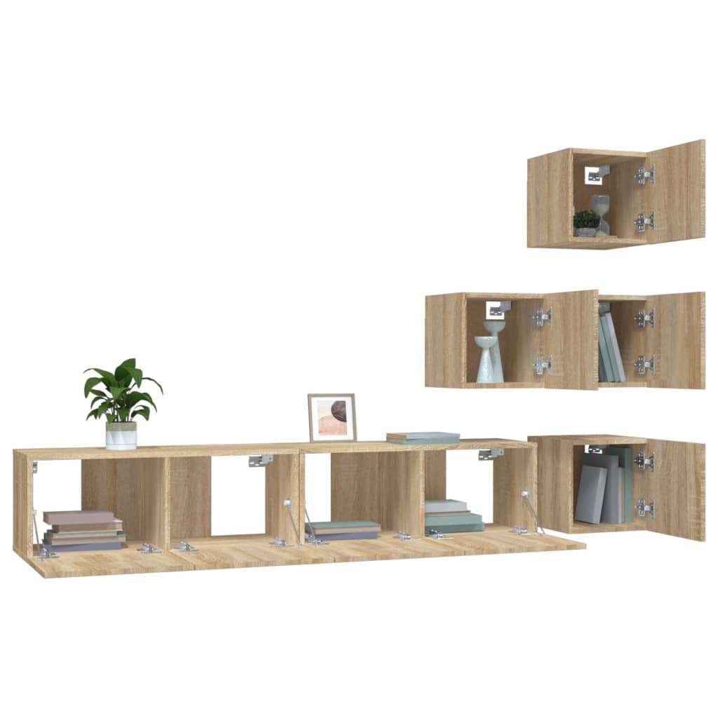 væghængt tv-bord 37x37x72 cm konstrueret træ sonoma-eg