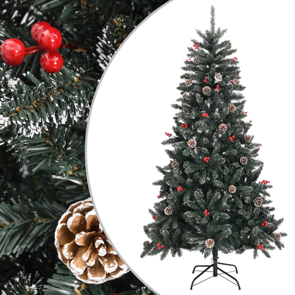 kunstigt juletræ med juletræsfod 180 cm PVC grøn