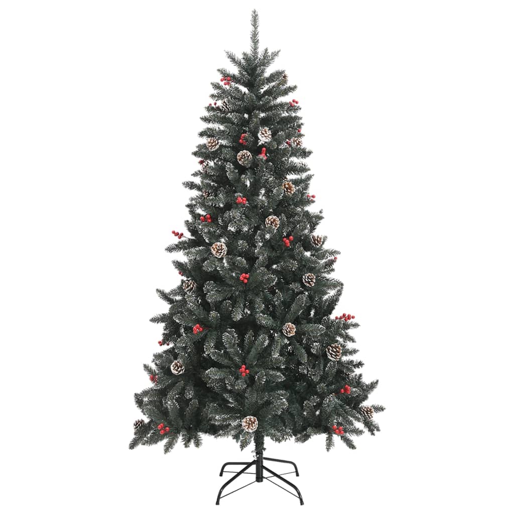 kunstigt juletræ med juletræsfod 180 cm PVC grøn