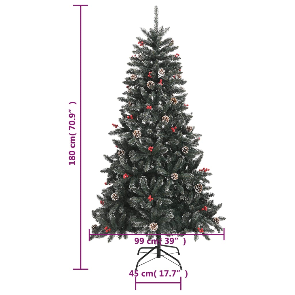 kunstigt juletræ med juletræsfod 180 cm PVC grøn