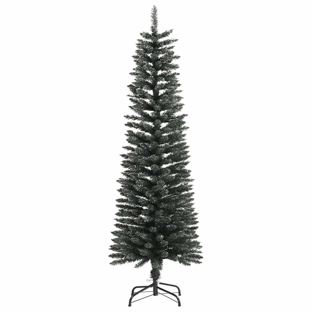kunstigt smalt juletræ med juletræsfod 150 cm PVC grøn