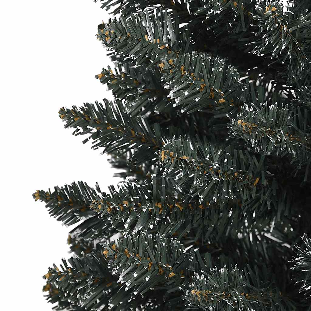 kunstigt smalt juletræ med juletræsfod 150 cm PVC grøn