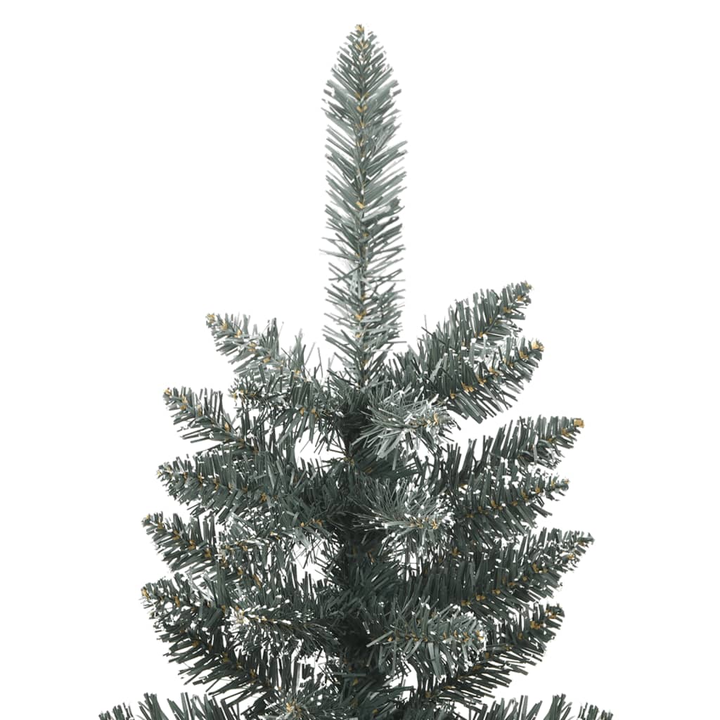kunstigt smalt juletræ med juletræsfod 210 cm PVC grøn