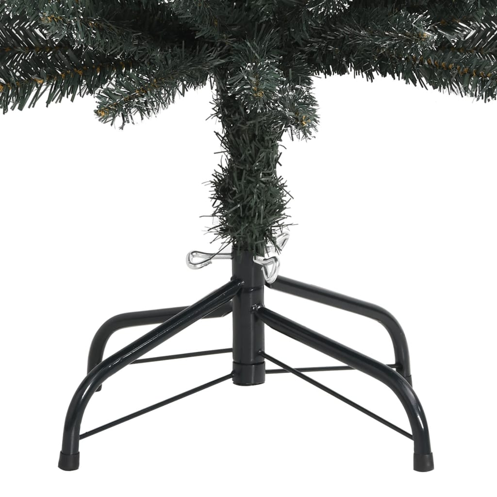 kunstigt smalt juletræ med juletræsfod 210 cm PVC grøn