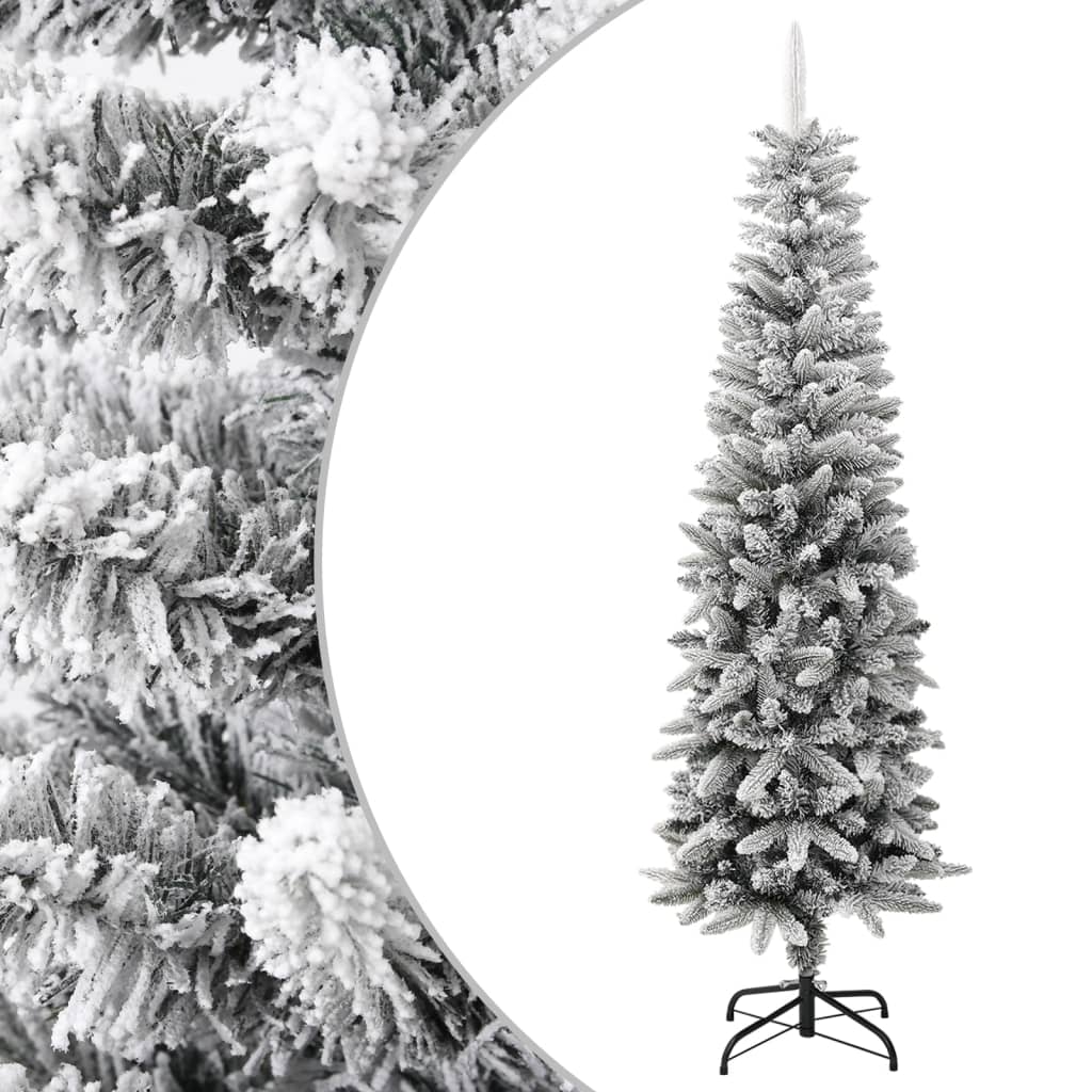 kunstigt smalt juletræ med sne 180 cm PVC og PE