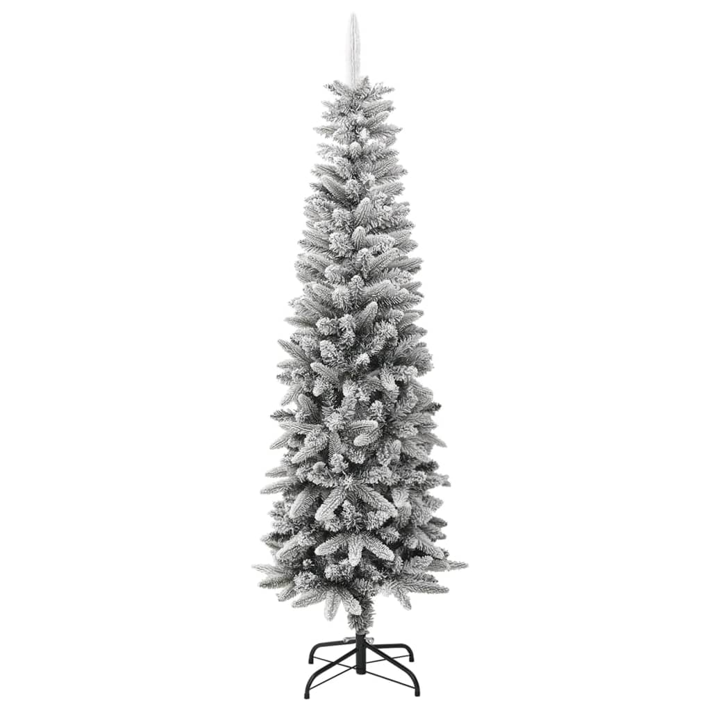 kunstigt smalt juletræ med sne 180 cm PVC og PE