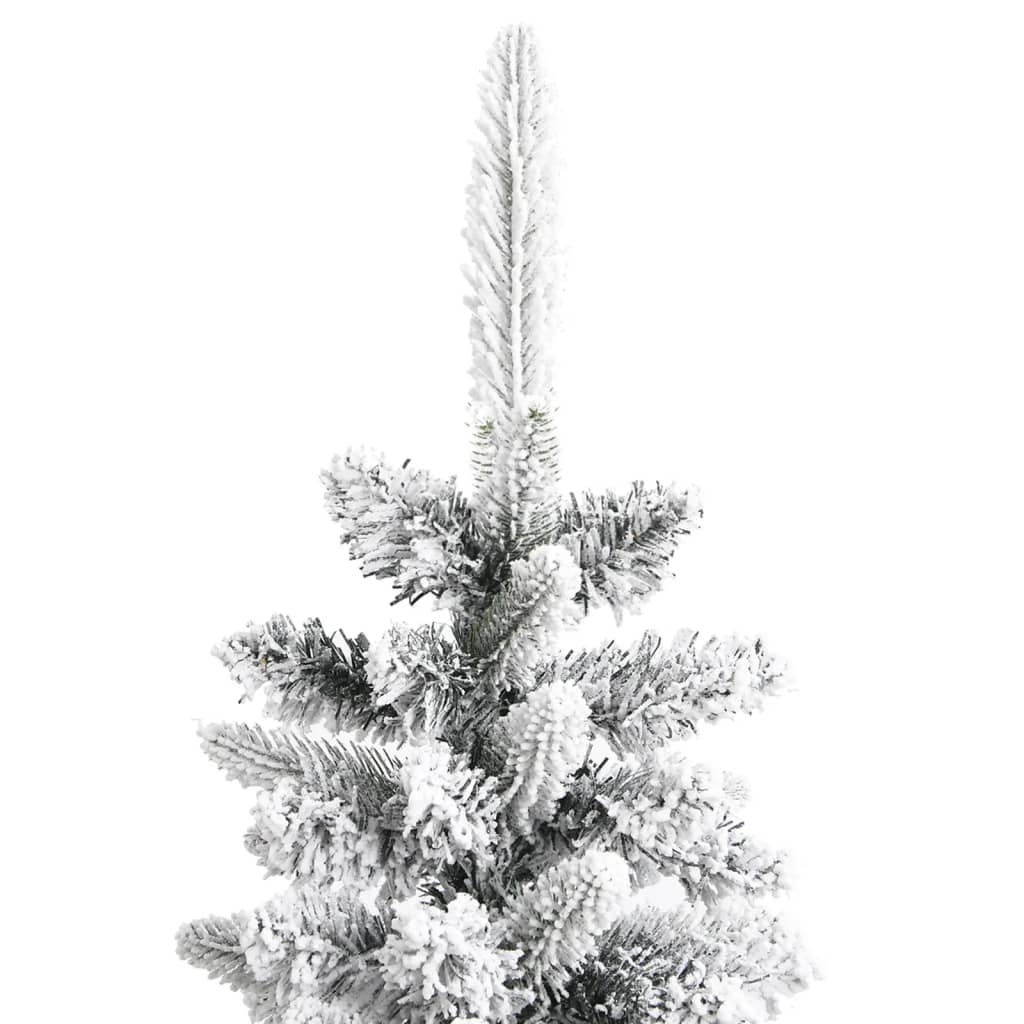 kunstigt smalt juletræ med sne 180 cm PVC og PE