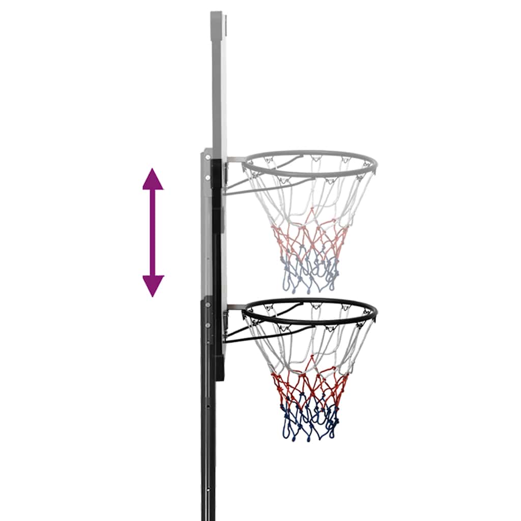 basketballstativ med plade 235-305 cm polycarbonat transparent