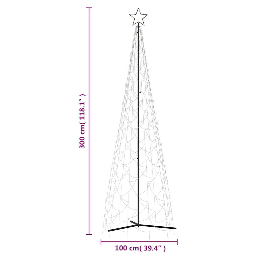 juletræ med kogle, varm hvid, 500 LED'er, 100x300 cm