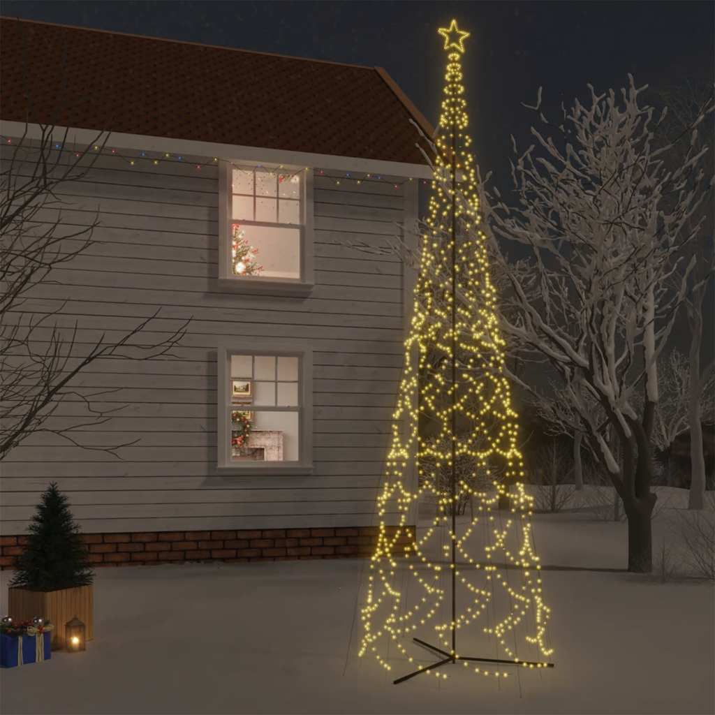 juletræ med kogle, varm hvid, 3000 LED'er, 230x800 cm