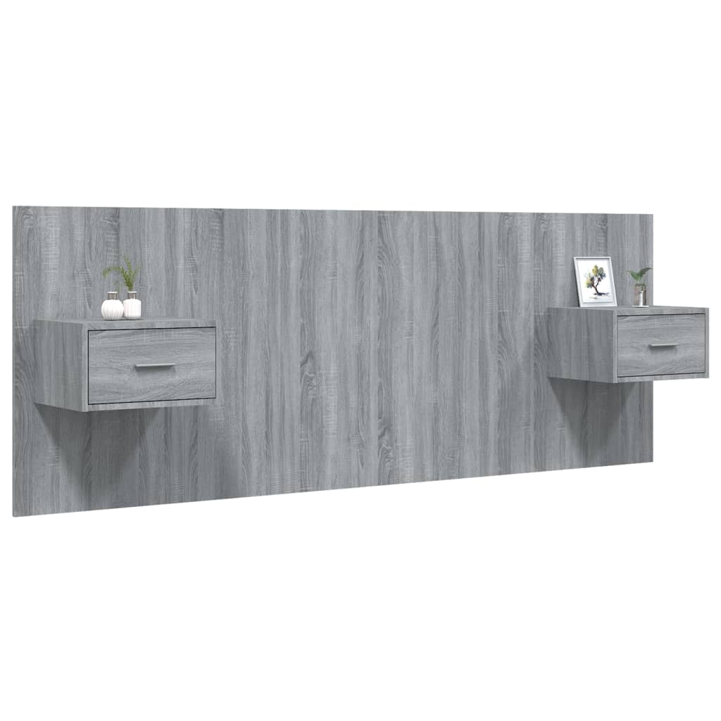 sengegavl med opbevaring konstrueret træ grå sonoma-eg