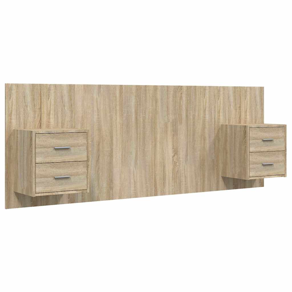 sengegavl med opbevaring konstrueret træ sonoma-eg