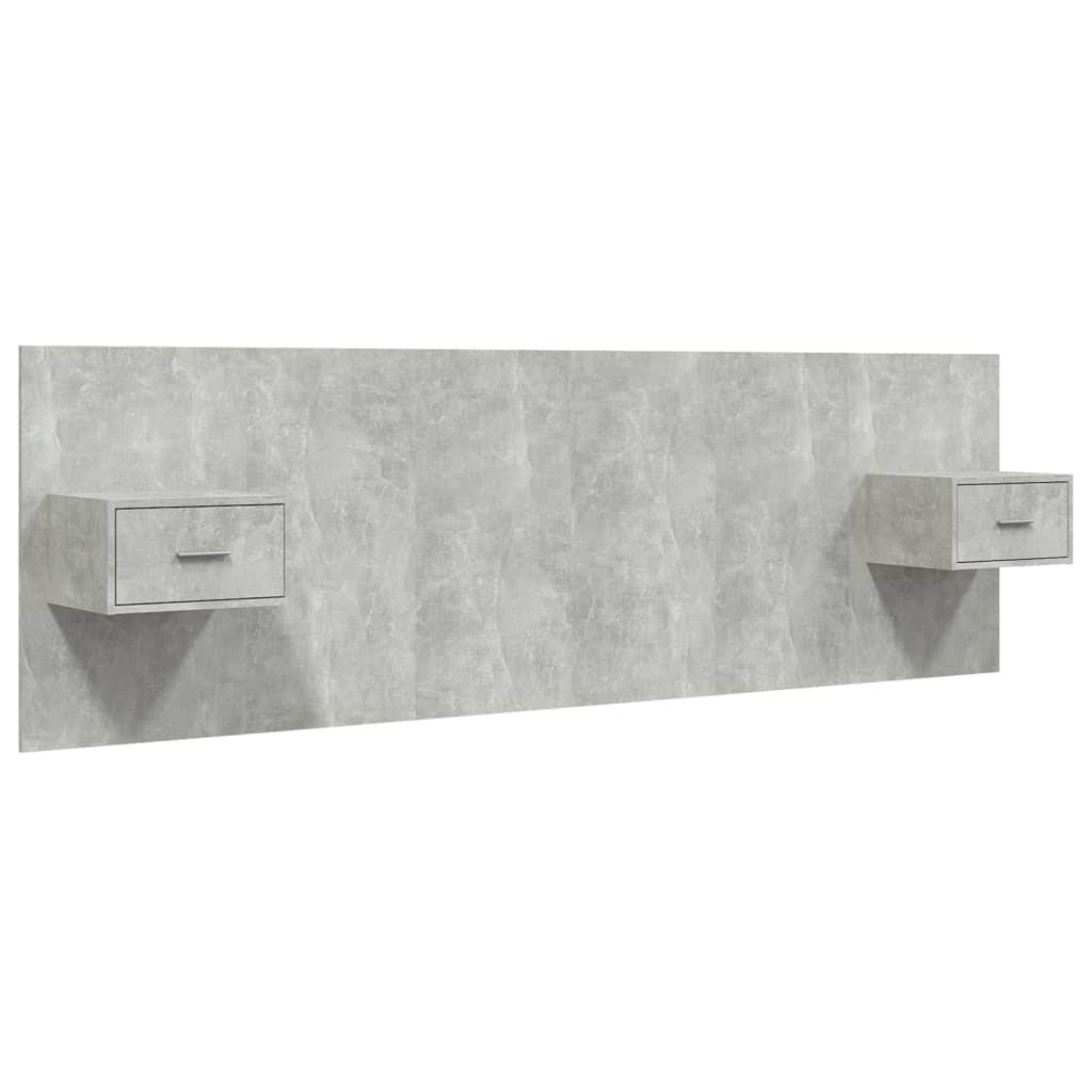 sengegavl med opbevaring konstrueret træ betongrå