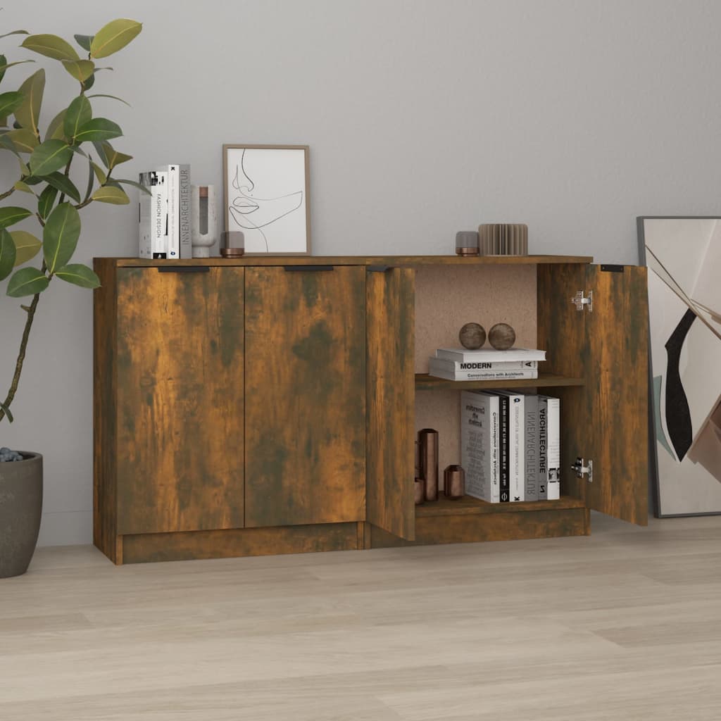 skænke 2 stk. 60x30x70 cm konstrueret træ røget egetræsfarve