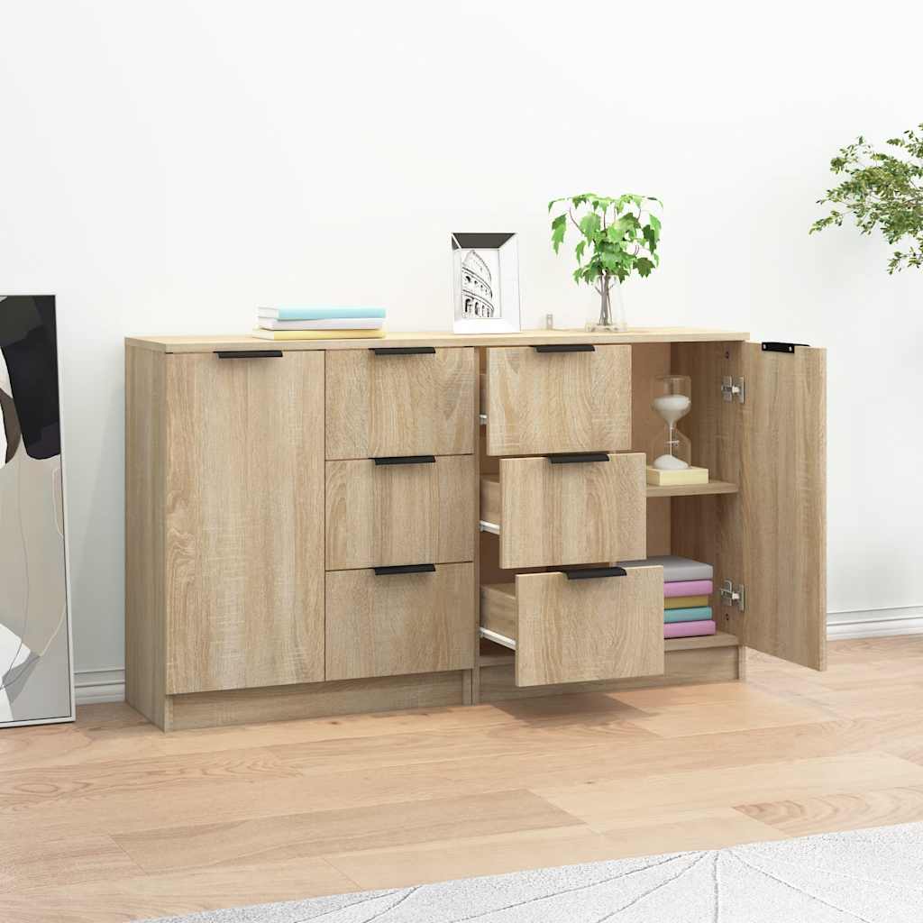 skænke 2 stk. 60x30x70 cm konstrueret træ sonoma-eg