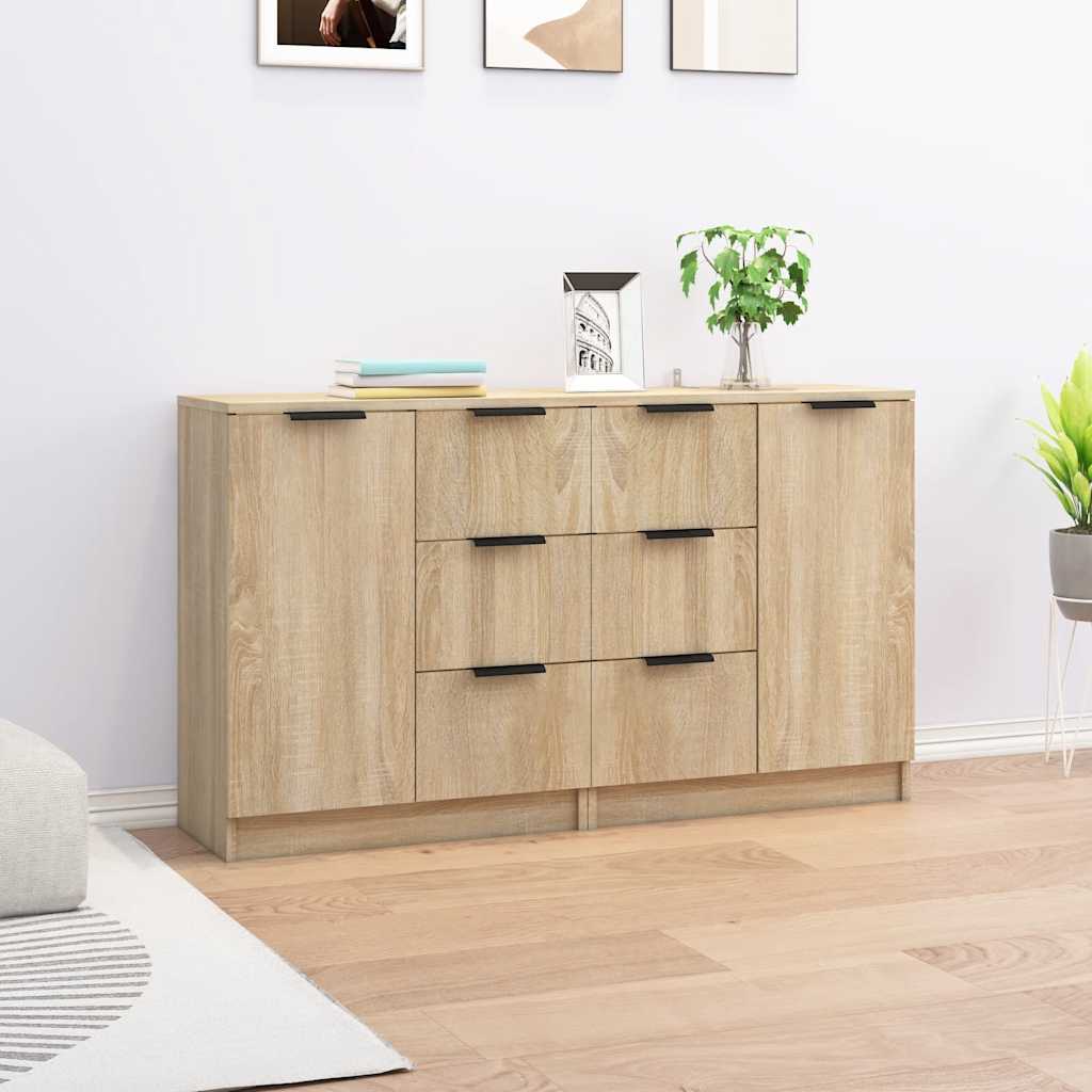 skænke 2 stk. 60x30x70 cm konstrueret træ sonoma-eg