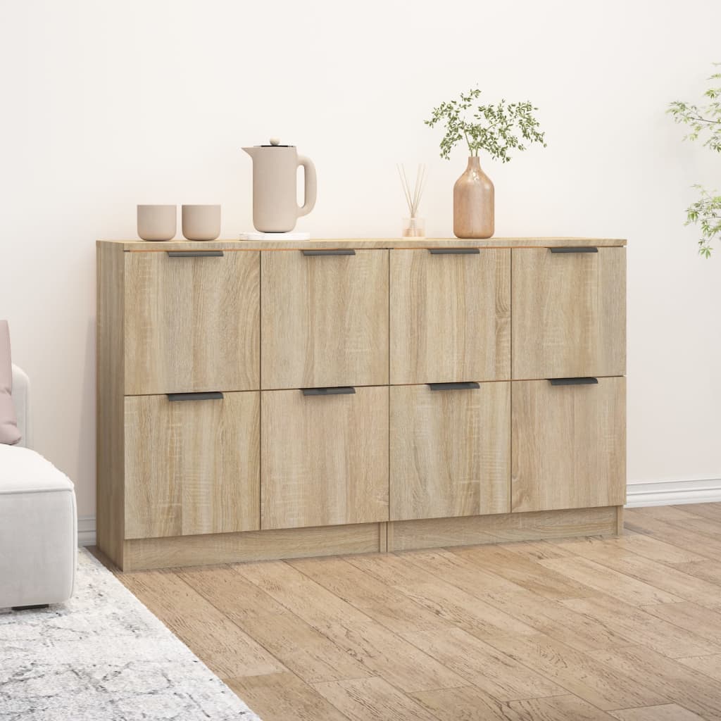 skænke 2 stk. 60x30x70 cm konstrueret træ sonoma-eg
