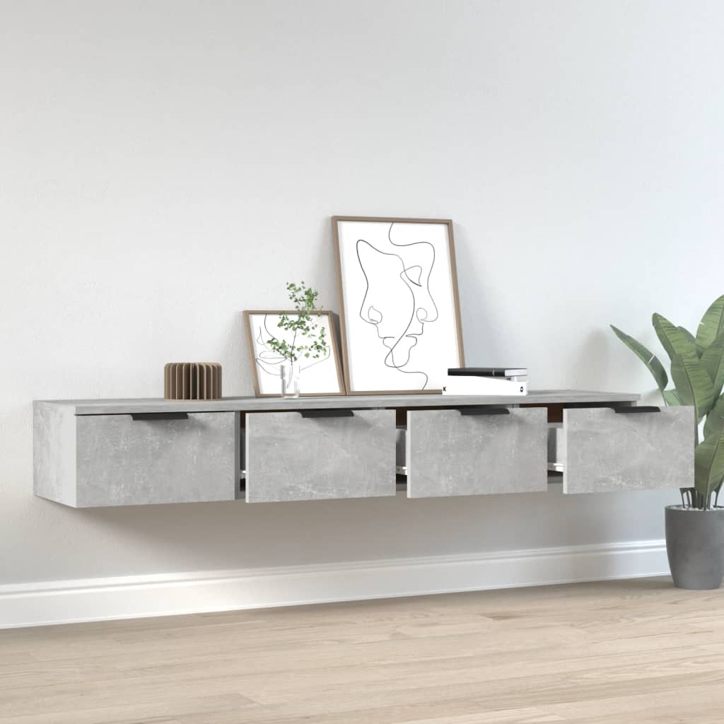 vægskabe 2 stk. 68x30x20 cm konstrueret træ betongrå