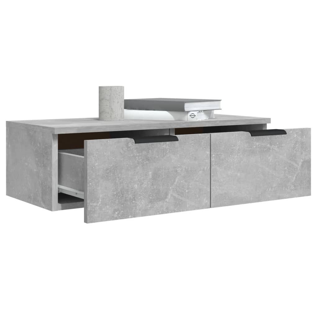 vægskabe 2 stk. 68x30x20 cm konstrueret træ betongrå