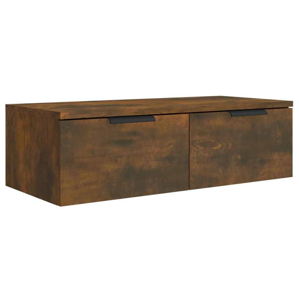 vægskabe 2 stk. 68x30x20 cm konstrueret træ røget egetræsfarve