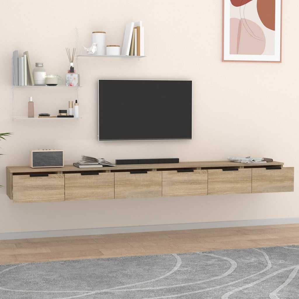 vægskabe 2 stk. 102x30x20 cm konstrueret træ sonoma-eg