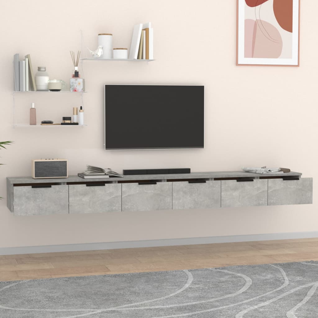 vægskabe 2 stk. 102x30x20 cm konstrueret træ betongrå