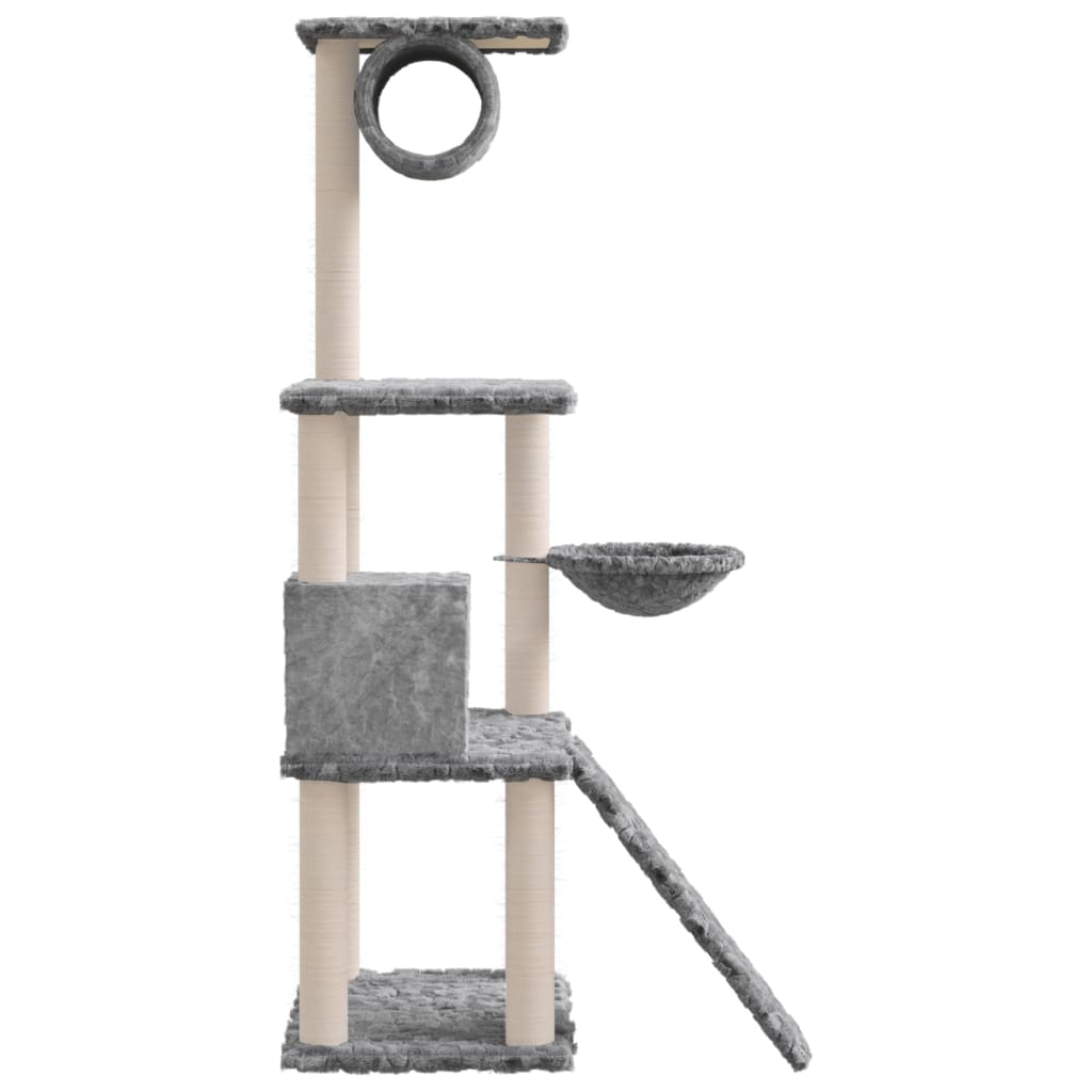 kradsetræ med sisalstolper 131 cm lysegrå