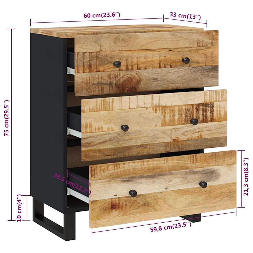 skænk 60x33x75 cm massivt mangotræ