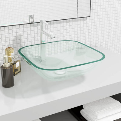 håndvask 42x42x14 cm glas transparent