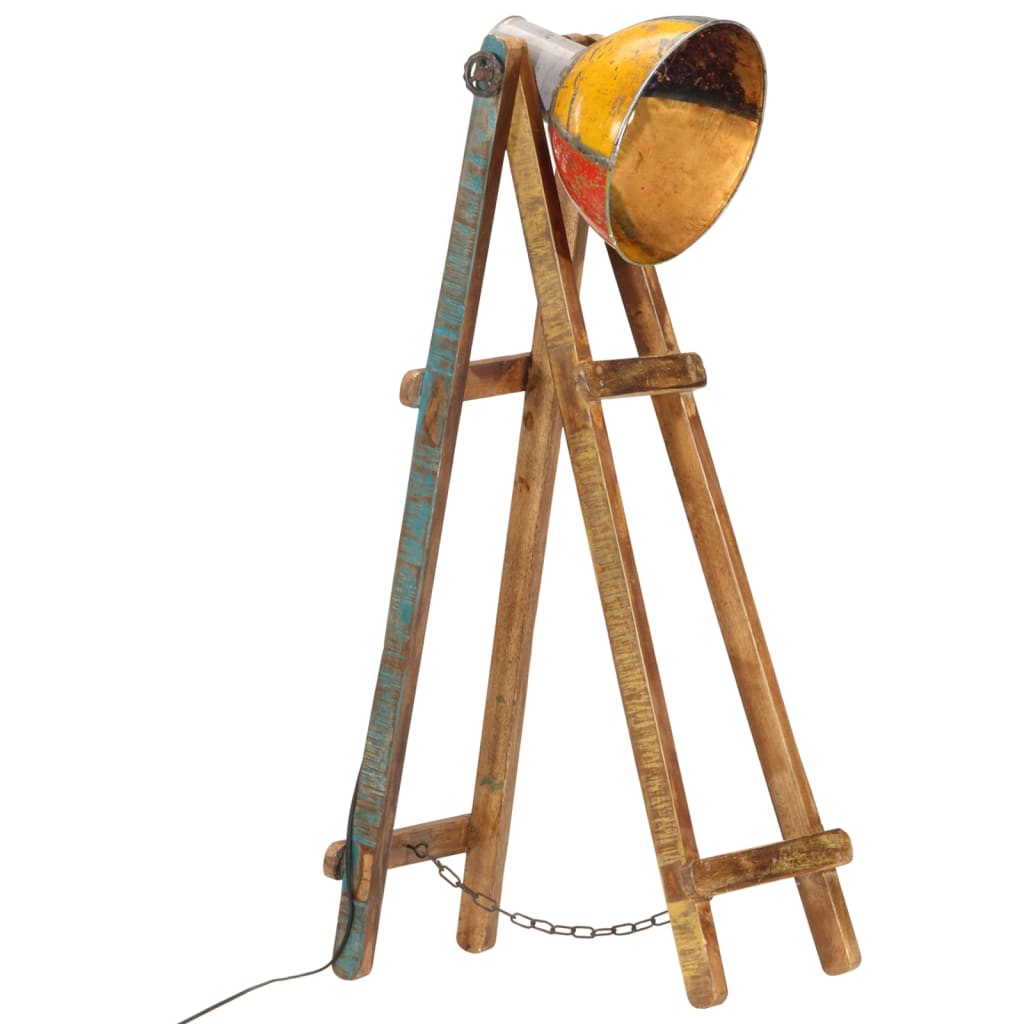 gulvlampe E27 massivt mangotræ flerfarvet