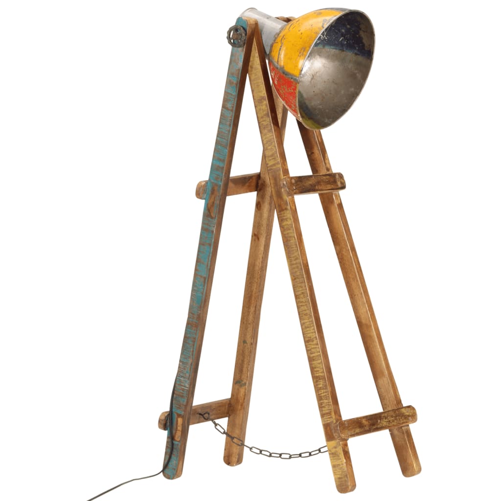 gulvlampe E27 massivt mangotræ flerfarvet