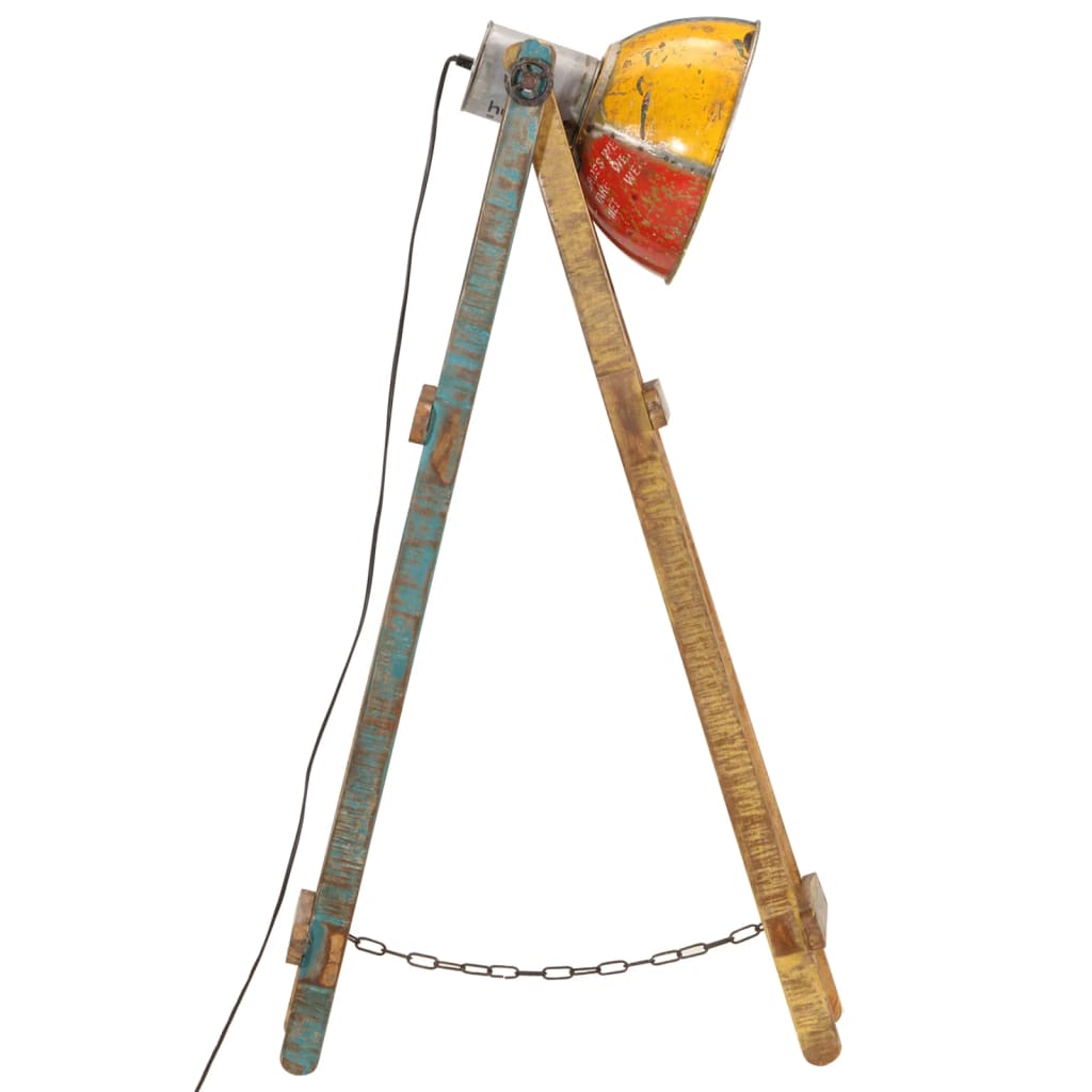 gulvlampe E27 massivt mangotræ flerfarvet