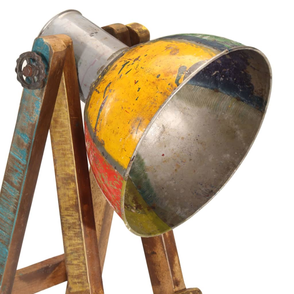 gulvlampe E27 massivt mangotræ flerfarvet
