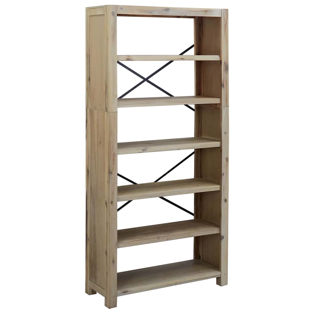 bogreol med 6 hylder 80x30x170 cm massivt akacietræ