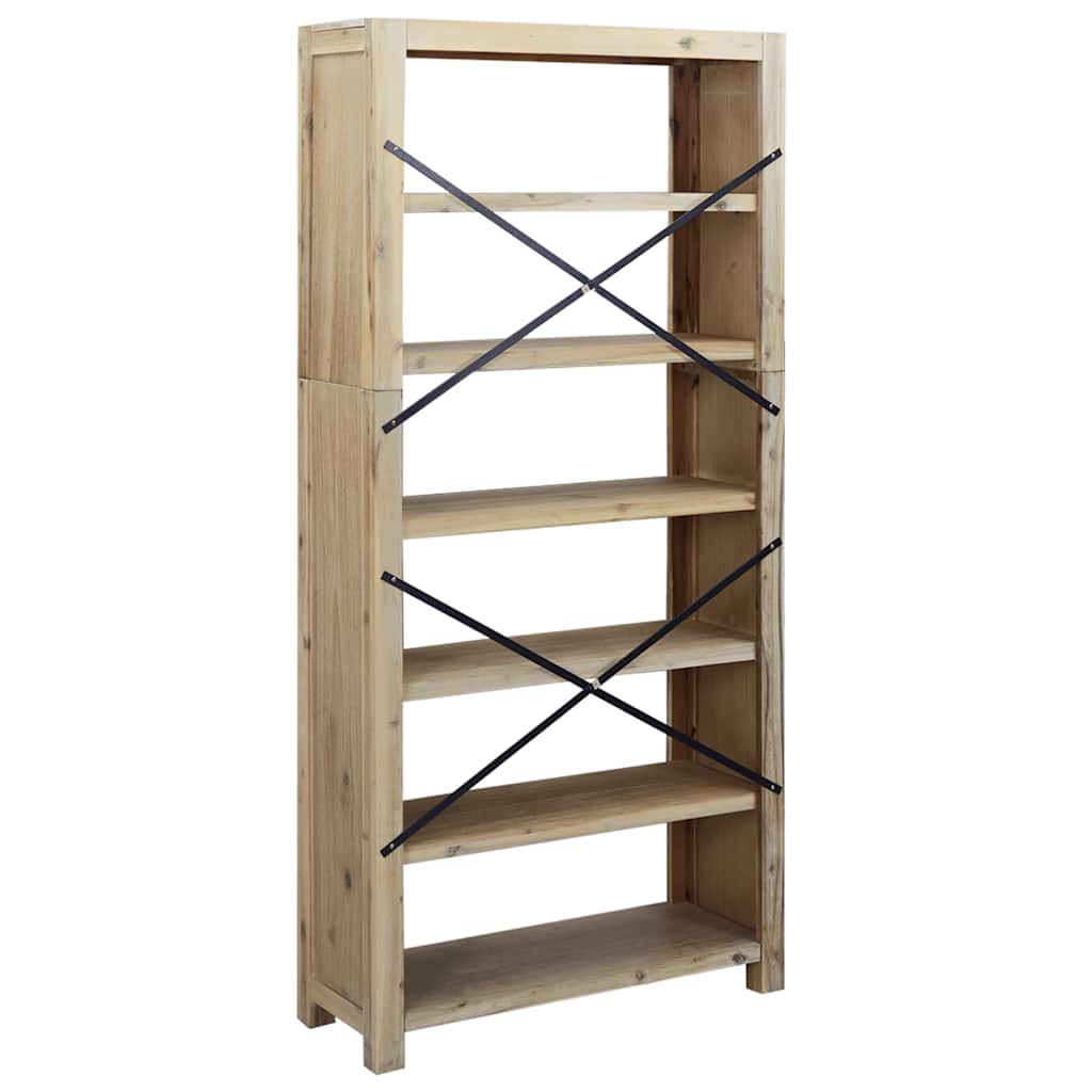 bogreol med 6 hylder 80x30x170 cm massivt akacietræ
