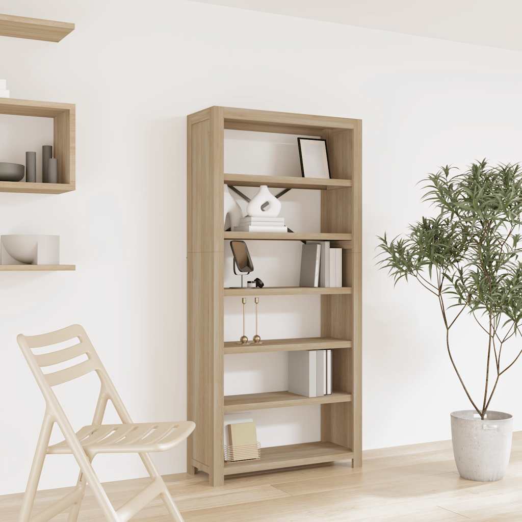 bogreol med 6 hylder 80x30x170 cm massivt akacietræ