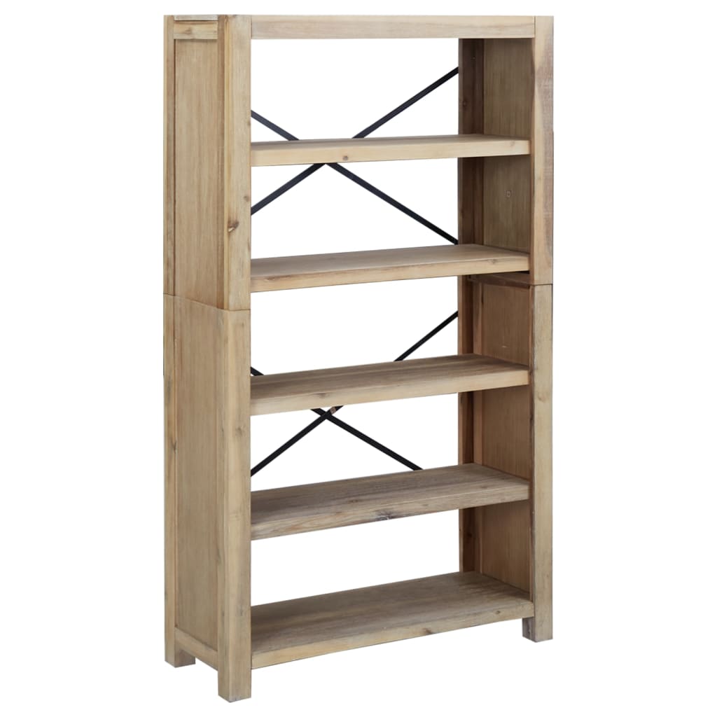 bogreol med 5 hylder 80x30x140 cm massivt akacietræ
