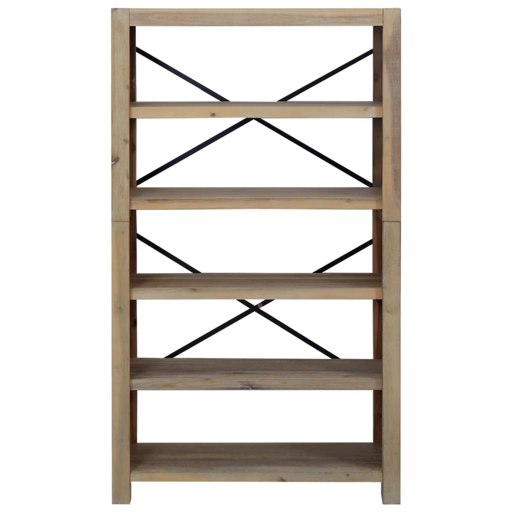 bogreol med 5 hylder 80x30x140 cm massivt akacietræ