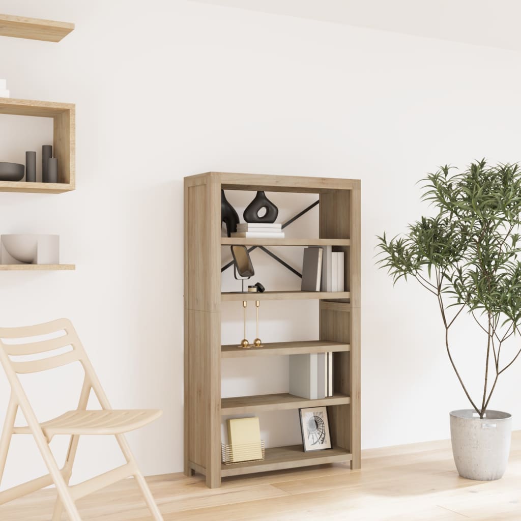 bogreol med 5 hylder 80x30x140 cm massivt akacietræ