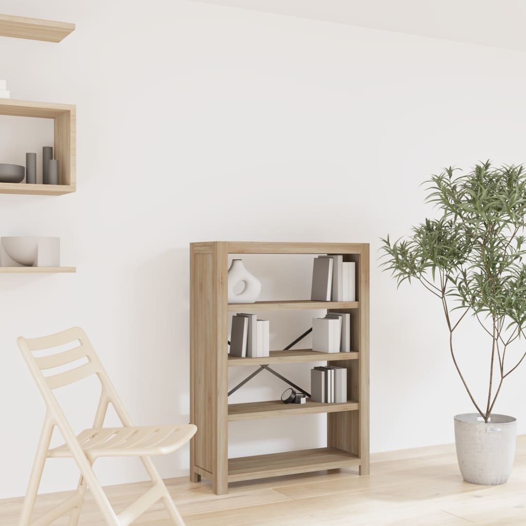 bogreol med 4 hylder 80x30x110 cm massivt akacietræ