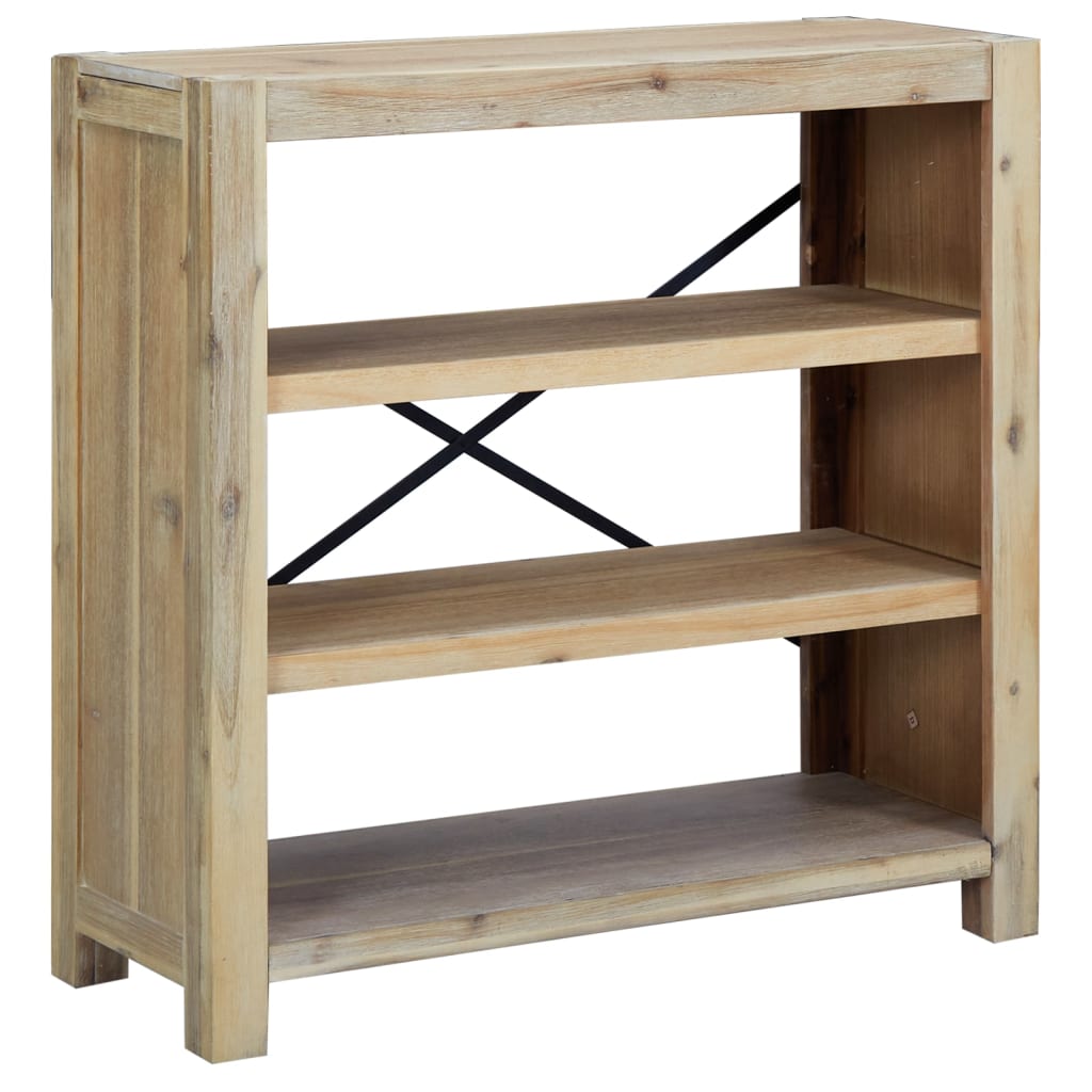 bogreol med 3 hylder 80x30x80 cm massivt akacietræ