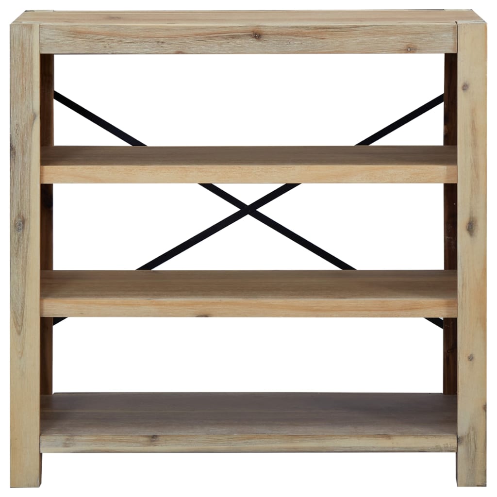 bogreol med 3 hylder 80x30x80 cm massivt akacietræ