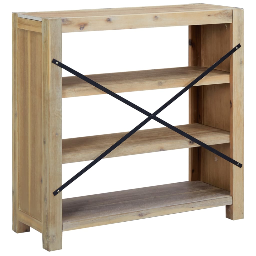 bogreol med 3 hylder 80x30x80 cm massivt akacietræ