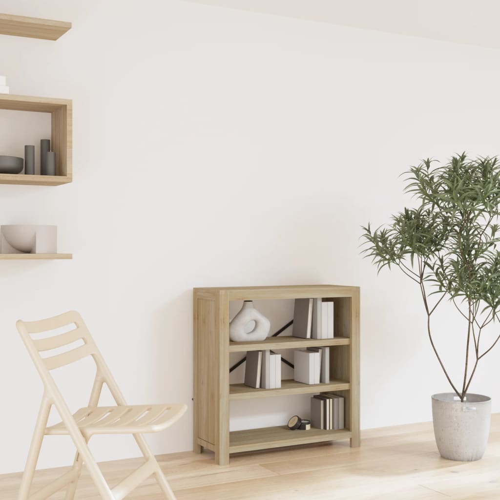 bogreol med 3 hylder 80x30x80 cm massivt akacietræ