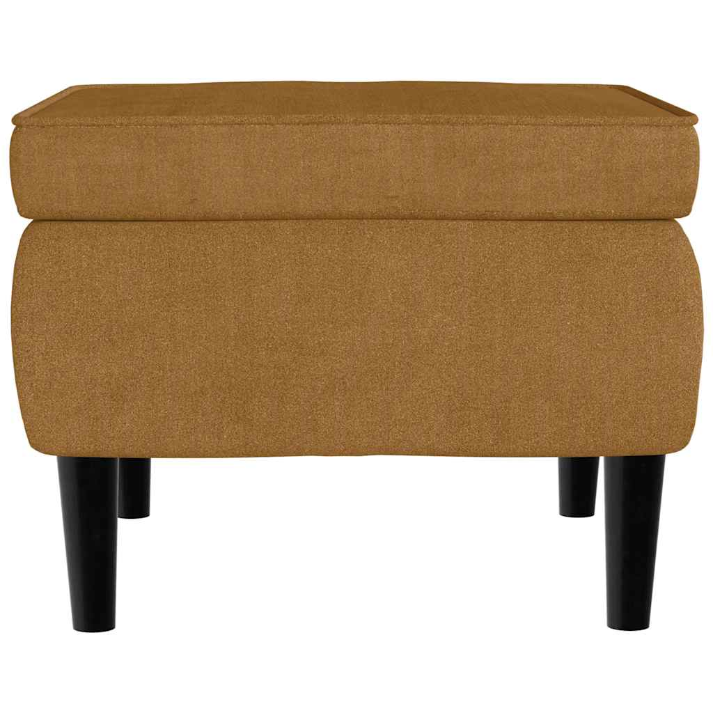 lænestol med vingeryglæn og fodskammel fløjl brun