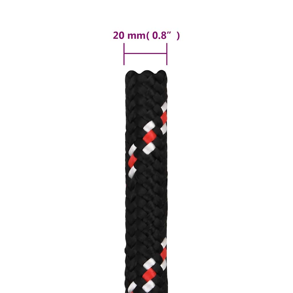 tovværk til båd 20 mm 25 m polypropylen sort